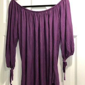 TBags Purple off the shoulder top, size small